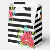 シームレスピンクの花フローラストライプの白黒 フェイバーボックス (オープン)