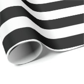 シームレスピンクの花フローラストライプの白黒 ラッピングペーパー (ロールコーナー)