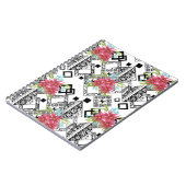 シームレスピンクの花フローラ装飾用ブラックwhit ノートブック (左側)
