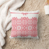 シームレスピンクレースのようレースのロマンチックな弓の白いパターン クッション (ブランケット)