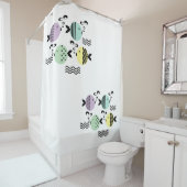 シームレスフィッシュ抽象芸術スカンジナビア海モダン産 シャワーカーテン (インサイチュ)