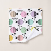 シームレスフィッシュ抽象芸術スカンジナビア海モダン産 バスタオルセット (ウォッシュタオル)