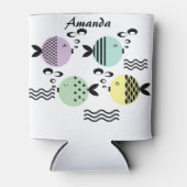 シームレスフィッシュ抽象芸術スカンジナビア海モダン産 缶クーラー (正面)