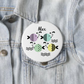 シームレスフィッシュ抽象芸術スカンジナビア海モダン産 缶バッジ (インサイチュ)