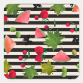 シームレスフレッシュフルーツベリー水の色の漫画C スクエアシール (正面)