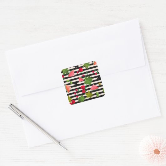 シームレスフレッシュフルーツベリー水の色の漫画C スクエアシール (封筒)