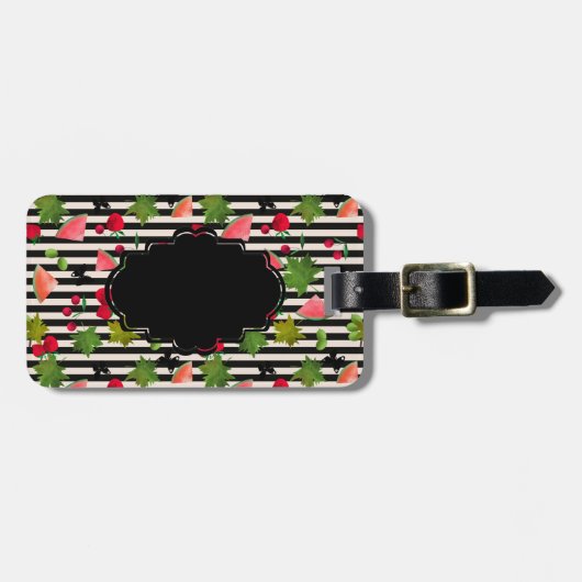 シームレスフレッシュフルーツベリー水の色の漫画C ラゲッジタグ (正面横)