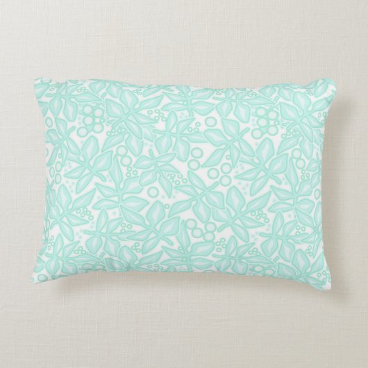 シームレスフローラライトグリーン花レース葉レースwh アクセントクッション (裏面)