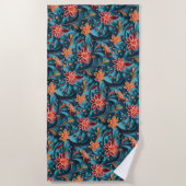 シームレスフローラ紙パターンビーチタオル ビーチタオル (正面)