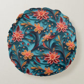 シームレスフローラ紙パターン丸枕 ラウンドクッション (正面)