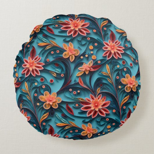 シームレスフローラ紙パターン丸枕 ラウンドクッション (正面)