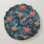 シームレスフローラ紙パターン丸枕 ラウンドクッション (裏面)