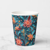 シームレスフローラ紙パターン紙カップ 紙コップ (正面)