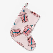 シームレスブライトパターンバブルティーフルーツ夏のdr スモールクリスマスストッキング (正面 (吊り時))