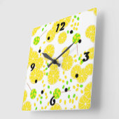 シームレスブライトレモンスライスキャンディ棒つきキャンデー甘い スクエア壁時計 (傾斜)