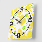 シームレスブライトレモンスライスキャンディ棒つきキャンデー甘い スクエア壁時計 (傾斜)