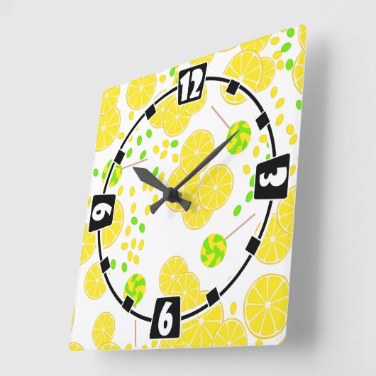 シームレスブライトレモンスライスキャンディ棒つきキャンデー甘い スクエア壁時計 (傾斜)