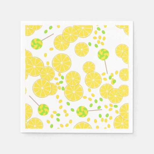 シームレスブライトレモンスライスキャンディ棒つきキャンデー甘い スタンダードカクテルナプキン (正面)