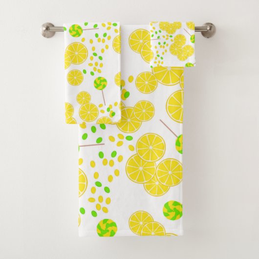 シームレスブライトレモンスライスキャンディ棒つきキャンデー甘い バスタオルセット (インサイチュ)