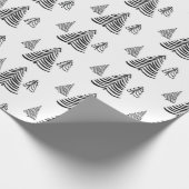 シームレスブラック&ホワイトクリスマスツリー ラッピングペーパー (角)