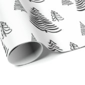 シームレスブラック&ホワイトクリスマスツリー ラッピングペーパー (ロールコーナー)