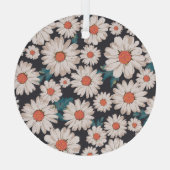 シームレスブロッサムデイジー花模様 ガラスオーナメント (裏面)