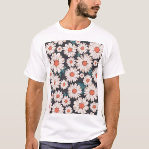 シームレスブロッサムデイジー花模様 Tシャツ