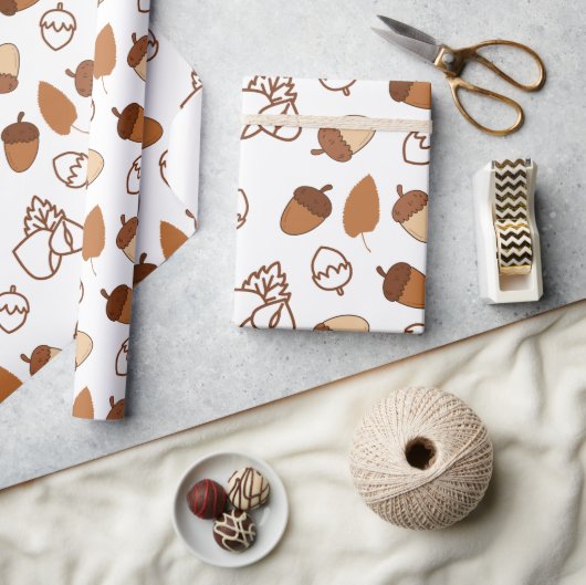 シームレスヘーゼルナットラッピング紙コージーオータムビベス ラッピングペーパー (クラフト)