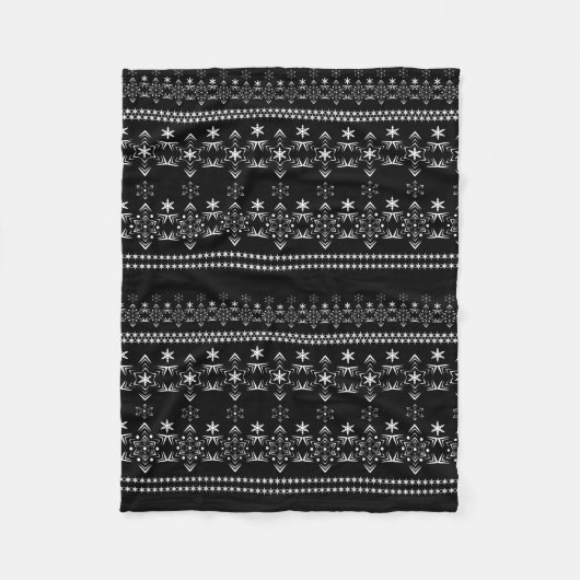 シームレスホワイトスノーフレーク雪のオーナメント装飾 フリースブランケット (正面)