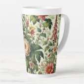 シームレスボタニカルフローラルパターン カフェラテマグ (右アングル)