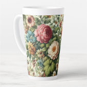 シームレスボタニカルフローラルパターン カフェラテマグ (左アングル)