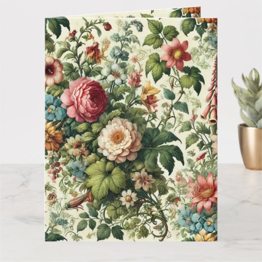 シームレスボタニカルフローラルパターン カード (小さな植物)