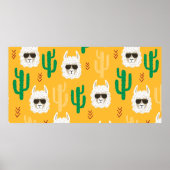 シームレスマンガラマとサボテンの模様 ポスター (正面)