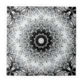 シームレスマンダラ万華鏡のように千変万化するパターンタイル黒グレーwhit タイル (正面)