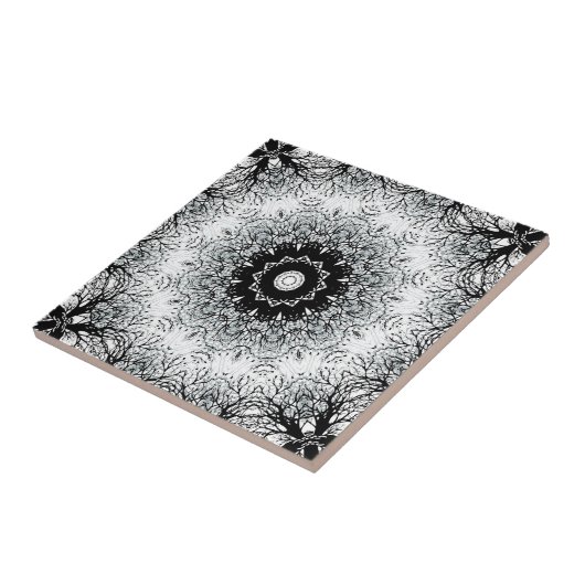 シームレスマンダラ万華鏡のように千変万化するパターンタイル黒グレーwhit タイル (側面)