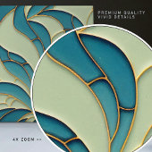 シームレスミントブルーグリーン金ゴールドパタオーガニックーン タイル