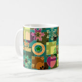 シームレスメリークリスマススノーフレークダークグリーンコロ コーヒーマグカップ (正面左)