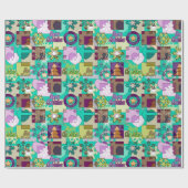 シームレスメリークリスマススノーフレークダークグリーンコロ ラッピングペーパー (フラット)