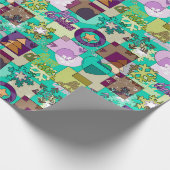 シームレスメリークリスマススノーフレークダークグリーンコロ ラッピングペーパー (角)