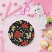 シームレスメリークリスマスレッドポインセチア緑のユーオン ペーパープレート (パーティー)