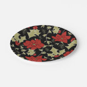 シームレスメリークリスマスレッドポインセチア緑のユーオン ペーパープレート (アングル)