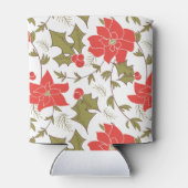 シームレスメリークリスマスレッドポインセチア緑のユーオン 缶クーラー (裏面)