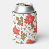 シームレスメリークリスマスレッドポインセチア緑のユーオン 缶クーラー (缶裏面)