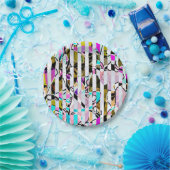 シームレスモダン抽象芸術パタストライプのーンbright co ペーパープレート (パーティー)