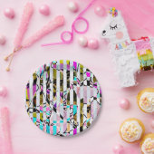 シームレスモダン抽象芸術パタストライプのーンbright co ペーパープレート (パーティー)