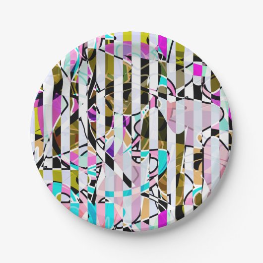 シームレスモダン抽象芸術パタストライプのーンbright co ペーパープレート (正面)