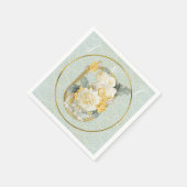 シームレスライトグリーン、イエロー&ホワイトマンダラ スタンダードカクテルナプキン (角)