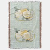 シームレスライトグリーン、イエロー&ホワイトマンダラ スローブランケット (正面縦)