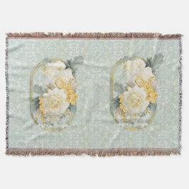 シームレスライトグリーン、イエロー&ホワイトマンダラ スローブランケット