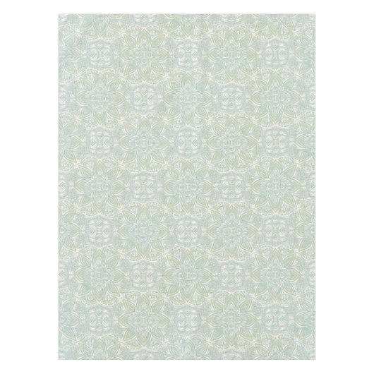 シームレスライトグリーン、イエロー&ホワイトマンダラ テーブルクロス (正面)